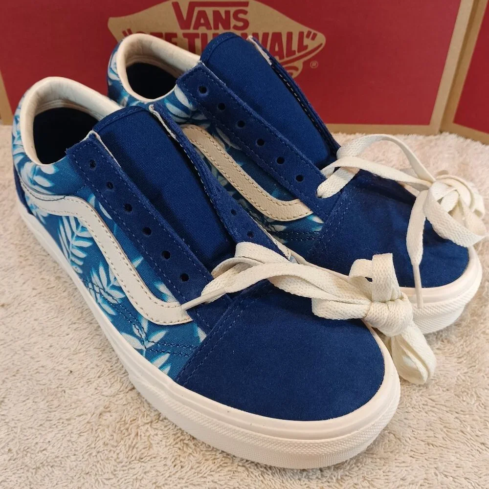 Vans Men's 4.5/Women's 6 Old Skool Solar Floral Blue and White VNOA4U3BWV8